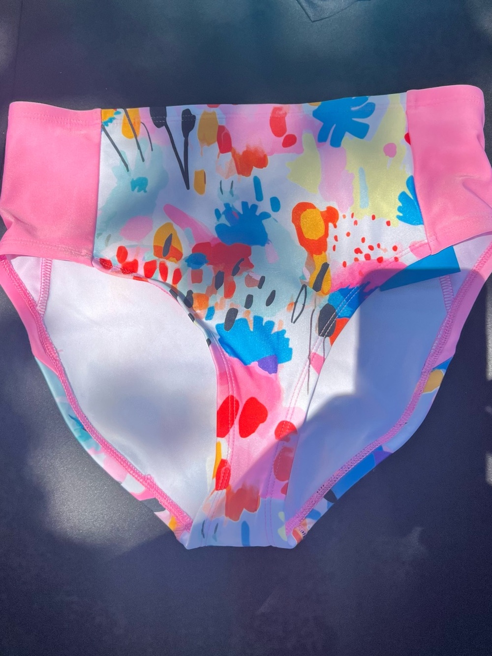 DSG High Waisted Bikini Bottom in Pink and Multicolor Coastal Print
